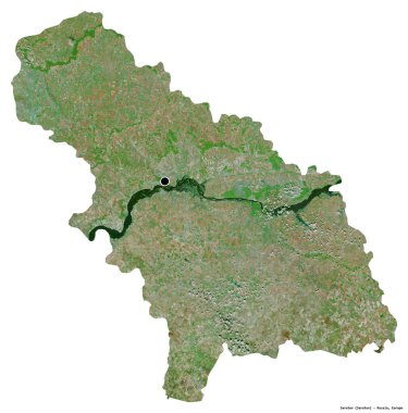 Rusya 'nın Saratov bölgesi, başkenti beyaz arka planda izole edilmiş. Uydu görüntüleri. 3B görüntüleme