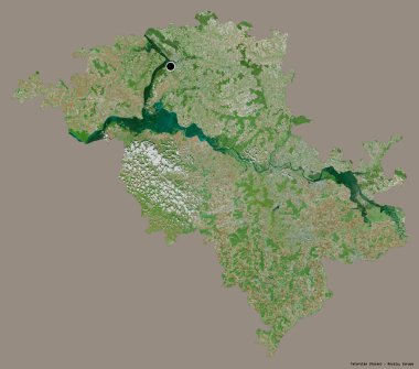 Rusya cumhuriyeti Tataristan 'ın şekli, başkenti katı renk arka planında izole edilmiş. Uydu görüntüleri. 3B görüntüleme