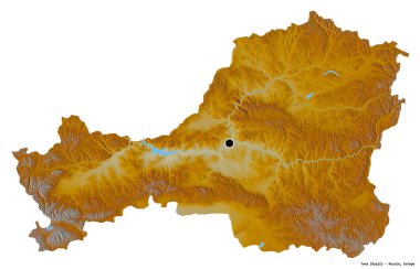 Rusya Cumhuriyeti 'nin başkenti Tuva' nın beyaz arka planda izole edilmiş hali. Topografik yardım haritası. 3B görüntüleme