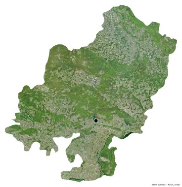 Rusya Cumhuriyeti 'nin başkenti Udmurt' un beyaz arka planda izole edilmiş hali. Uydu görüntüleri. 3B görüntüleme