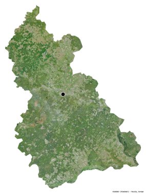 Rusya 'nın Vladimir bölgesi, başkenti beyaz arka planda izole edilmiş. Uydu görüntüleri. 3B görüntüleme