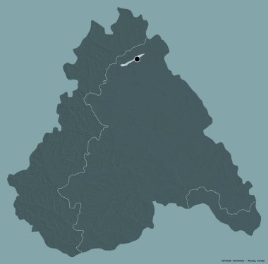 Voronezh 'in şekli, Rusya bölgesi, başkenti katı bir renk arkaplanı ile izole edilmiş. Renkli yükseklik haritası. 3B görüntüleme