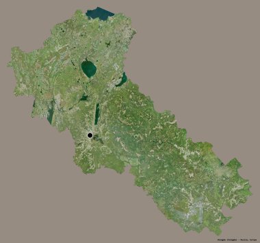 Rusya 'nın Vologda bölgesi, başkenti katı renk arkaplanı ile izole edilmiş. Uydu görüntüleri. 3B görüntüleme