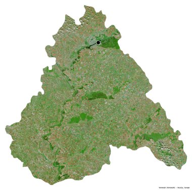 Rusya 'nın Voronezh bölgesi, başkenti beyaz arka planda izole edilmiş. Uydu görüntüleri. 3B görüntüleme