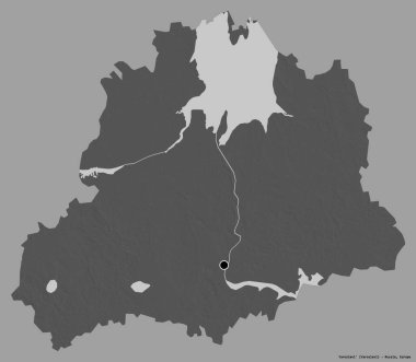 Rusya 'nın Yaroslavl bölgesi, başkenti katı renk arkaplanı ile izole edilmiş. Çift seviyeli yükseklik haritası. 3B görüntüleme