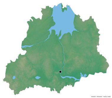 Rusya 'nın Yaroslavl bölgesi, başkenti beyaz arka planda izole edilmiş. Topografik yardım haritası. 3B görüntüleme