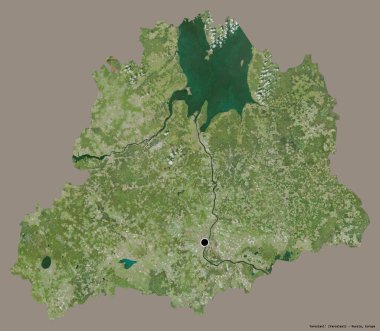 Rusya 'nın Yaroslavl bölgesi, başkenti katı renk arkaplanı ile izole edilmiş. Uydu görüntüleri. 3B görüntüleme