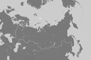 Rusya 'nın genişletilmiş bölgesi. Çift seviyeli yükseklik haritası. 3B görüntüleme