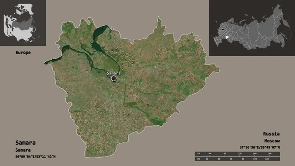 Gestalt Von Samara Der Russischen Region Und Ihrer Hauptstadt Entfernungsskala — Stockfoto