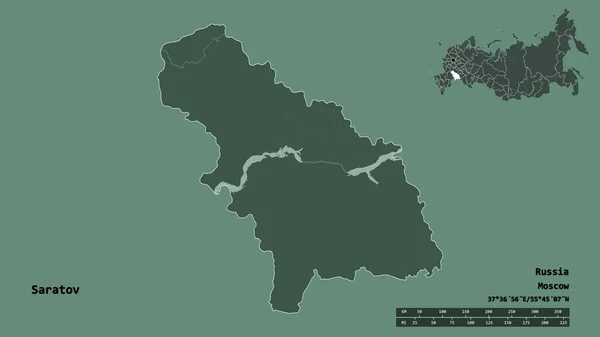 Forme Saratov Région Russie Avec Capitale Isolée Sur Fond Solide — Photo