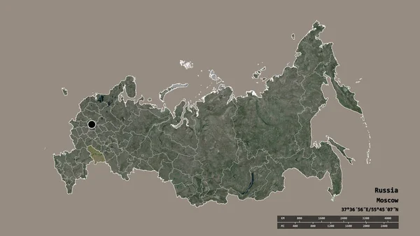 主要な地域部門と分離サラトフ地域とロシアの荒廃した形 ラベル 衛星画像 3Dレンダリング — ストック写真