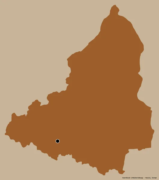 Form Sverdlovsk Regionen Ryssland Med Dess Huvudstad Isolerad Solid Färg — Stockfoto