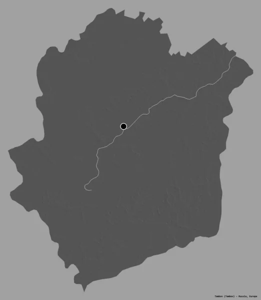 俄罗斯坦波夫地区的形状 其首都以纯色背景隔离 Bilevel高程图 3D渲染 — 图库照片