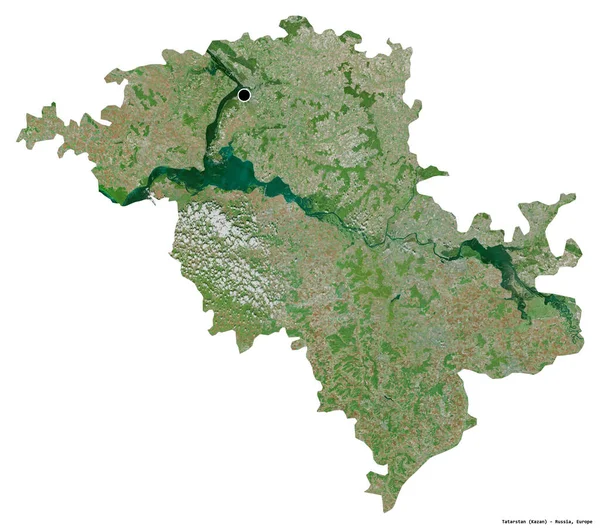 俄罗斯鞑靼斯坦共和国的形状 其首都被白色背景隔离 卫星图像 3D渲染 — 图库照片