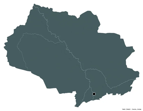 Vorm Van Tomsk Regio Van Rusland Met Hoofdstad Geïsoleerd Witte — Stockfoto