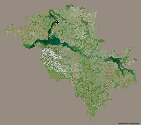 Форма Татарстана Республики Россия Столицей Изолированной Сплошном Цветном Фоне Спутниковые — стоковое фото