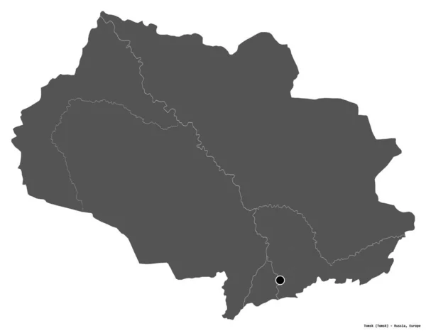 Forma Tomsk Región Rusia Con Capital Aislada Sobre Fondo Blanco —  Fotos de Stock