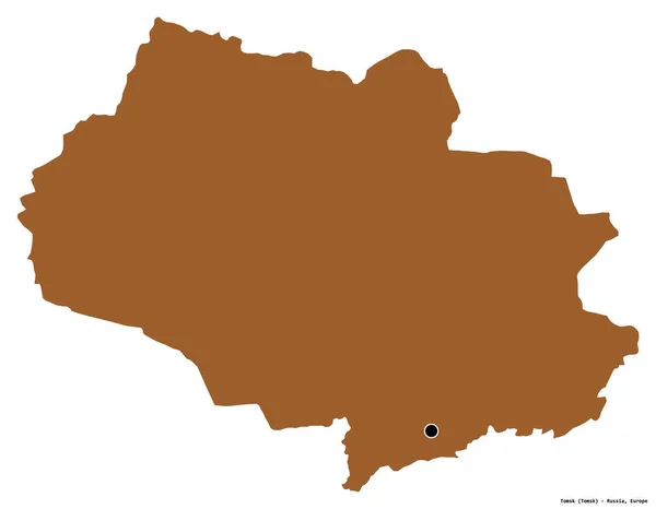 Σχήμα Tomsk Περιοχή Της Ρωσίας Κεφάλαιό Της Απομονωμένο Λευκό Φόντο — Φωτογραφία Αρχείου