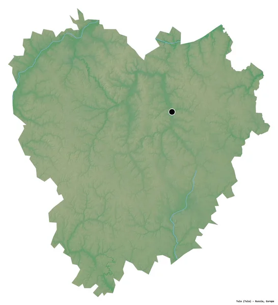ロシアの領域であるトゥラの形で その首都は白い背景に孤立しています 地形図 3Dレンダリング — ストック写真