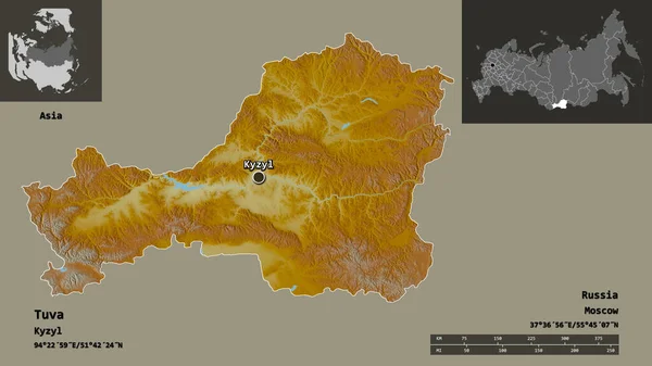 Gestalt Von Tuwa Der Russischen Republik Und Ihrer Hauptstadt Entfernungsskala — Stockfoto