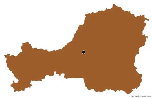 俄罗斯共和国图瓦的形状 其首都被白色背景隔离 图形纹理的组成 3D渲染 — 图库照片