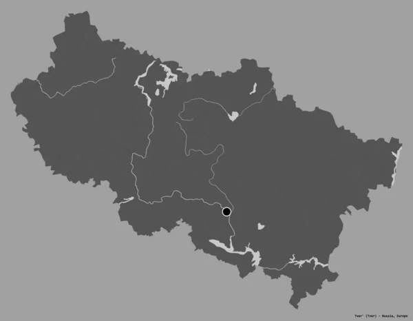 Σχήμα Του Tver Περιοχή Της Ρωσίας Κεφάλαιό Της Απομονωμένο Ένα — Φωτογραφία Αρχείου
