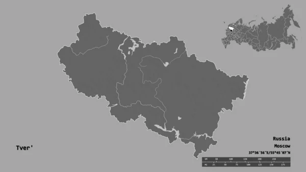 Σχήμα Του Tver Περιοχή Της Ρωσίας Κεφάλαιό Της Απομονωμένο Στέρεο — Φωτογραφία Αρχείου