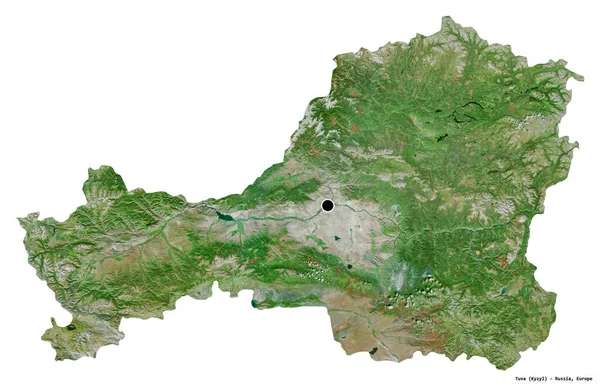 俄罗斯共和国图瓦的形状 其首都被白色背景隔离 卫星图像 3D渲染 — 图库照片