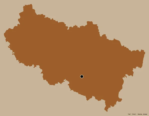 Form Tver Region Ryssland Med Dess Huvudstad Isolerad Solid Färg — Stockfoto