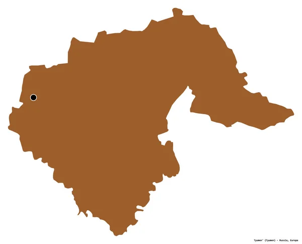 Kształt Tyumena Regionu Rosji Stolicą Odizolowaną Białym Tle Skład Wzorzystych — Zdjęcie stockowe