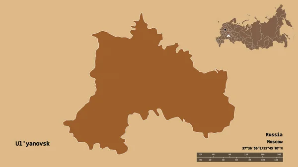 Gestalt Von Yanovsk Region Von Russland Mit Seiner Hauptstadt Isoliert — Stockfoto