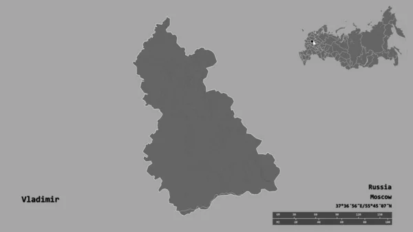 Gestalt Von Wladimir Region Von Russland Mit Seiner Hauptstadt Isoliert — Stockfoto