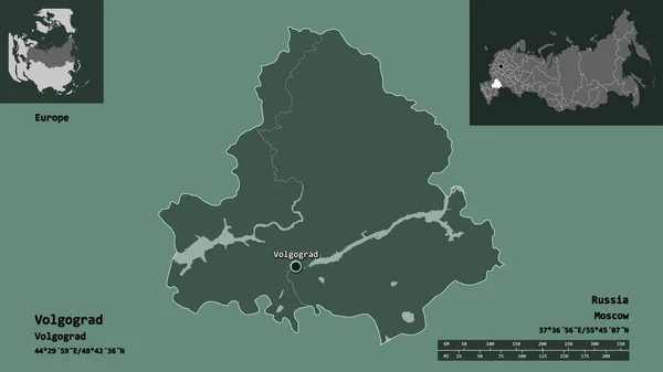 Gestalt Von Wolgograd Der Russischen Region Und Ihrer Hauptstadt Entfernungsskala — Stockfoto