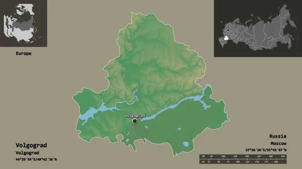 Gestalt Von Wolgograd Der Russischen Region Und Ihrer Hauptstadt Entfernungsskala — Stockfoto