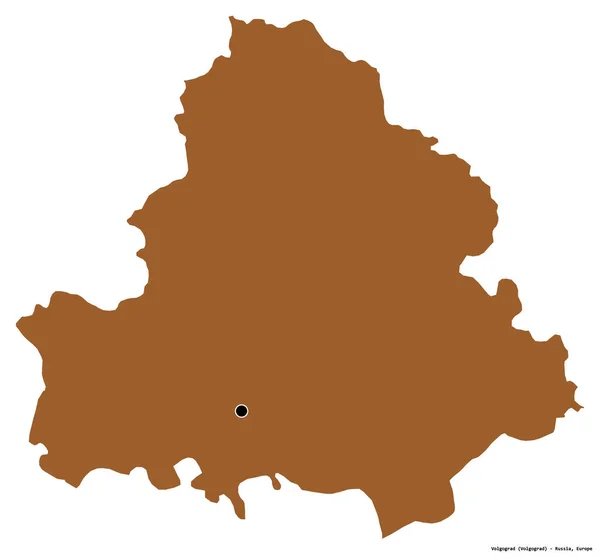 Kształt Wołgogradu Region Rosji Stolicą Odizolowaną Białym Tle Skład Wzorzystych — Zdjęcie stockowe