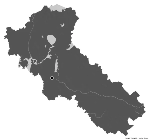 Form Von Wologda Region Von Russland Mit Seiner Hauptstadt Isoliert — Stockfoto