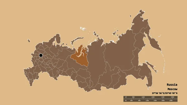 主要な地域部門と分離されたヤマル ネネネツ地域を持つロシアの荒廃した形 ラベル 規則的にパターン化されたテクスチャの構成 3Dレンダリング — ストック写真