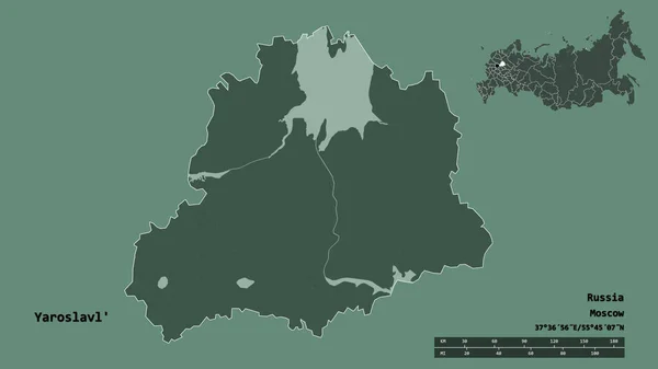 Forma Yaroslavl Región Rusia Con Capital Aislada Sobre Fondo Sólido —  Fotos de Stock