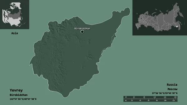 Form Yevrey Autonoma Regionen Ryssland Och Dess Huvudstad Avståndsskala Förhandsvisningar — Stockfoto