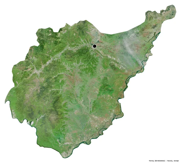 ロシアの自治地域であるイェヴリーの形は その首都は白い背景に隔離されています 衛星画像 3Dレンダリング — ストック写真