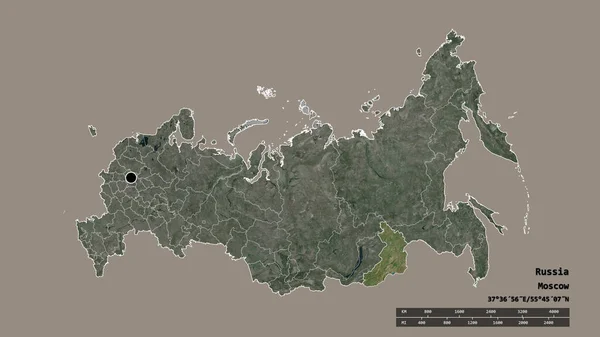 主要な地域部門と分離ザバイカル アイ地域とロシアの荒廃した形 ラベル 衛星画像 3Dレンダリング — ストック写真