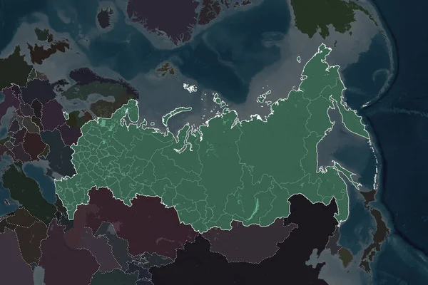 Форма России Разделенная Опустыниванием Соседних Территорий Границы Цветная Карта Высоты — стоковое фото