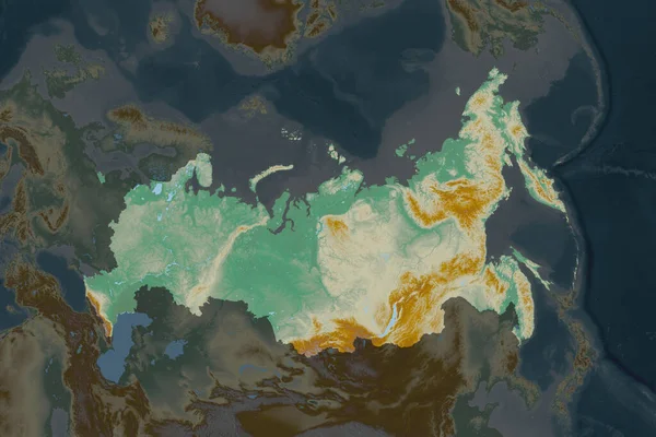 Forma Rusia Separada Por Desaturación Las Áreas Vecinas Mapa Topográfico —  Fotos de Stock