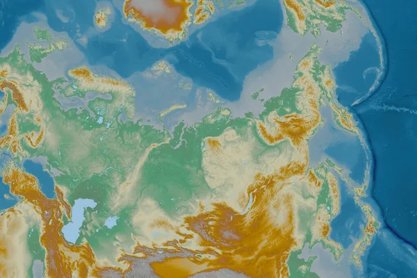俄罗斯的广袤地区 地形浮雕图 3D渲染 — 图库照片