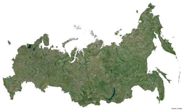 俄罗斯的形状 其首都被白色背景隔离 卫星图像 3D渲染 — 图库照片