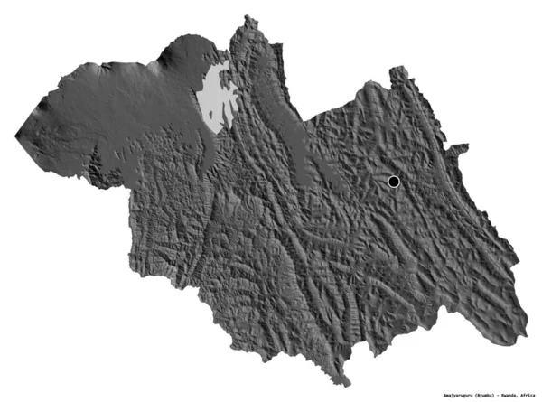 Form Amajyaruguru Provinsen Rwanda Med Dess Huvudstad Isolerad Vit Bakgrund — Stockfoto