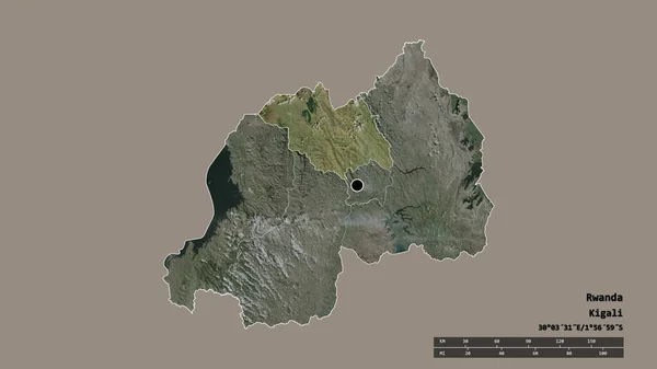 以首都 主要区域分部和分离的Amajyaruguru地区为首都的卢旺达的绝望面貌 卫星图像 3D渲染 — 图库照片