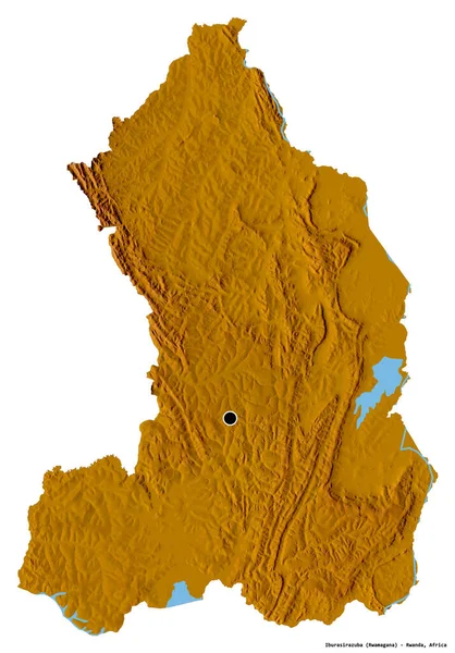 Форма Ибурасиразубы Провинции Руанда Столицей Изолированной Белом Фоне Топографическая Карта — стоковое фото