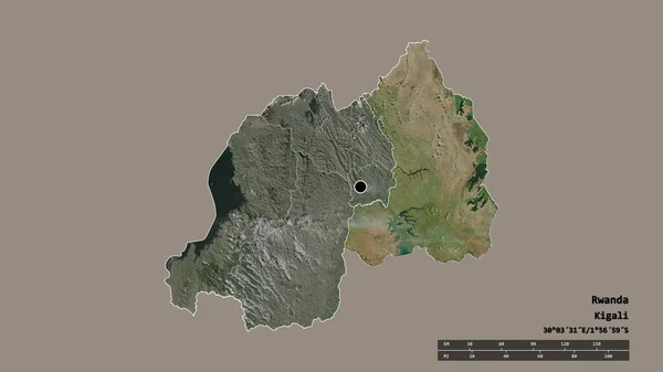 以首都 主要区域分部和分离的Iburasirazuba地区为首都的卢旺达的绝望面貌 卫星图像 3D渲染 — 图库照片