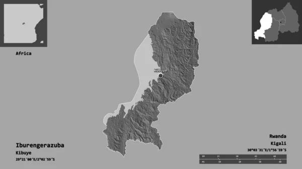 Форма Ибуренгеразубы Провинции Руанда Столицы Шкала Расстояний Предварительные Просмотры Метки — стоковое фото
